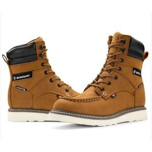 Sureway Mens Moc Toe Waterproof Work Boots Light Brown Size 12 NEW